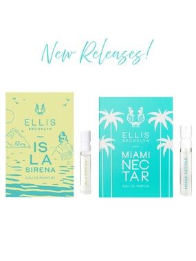 ELLIS BROOKLYN Isla Sirena & Miami Nectar Samples (2) .05 fl oz ea. NEW ON CARD
